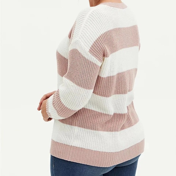 Torrid Stripe Pointelle Sweater - Picture 2 of 6